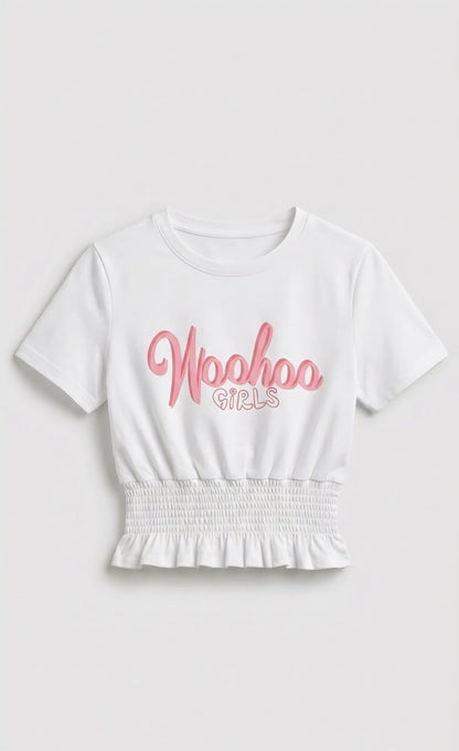 Casual Girly Graphic Peplum Tee