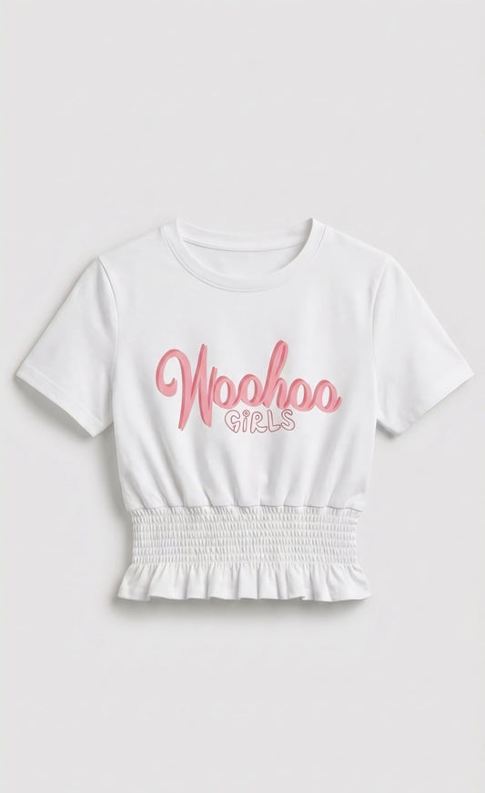 Casual Girly Graphic Peplum Tee