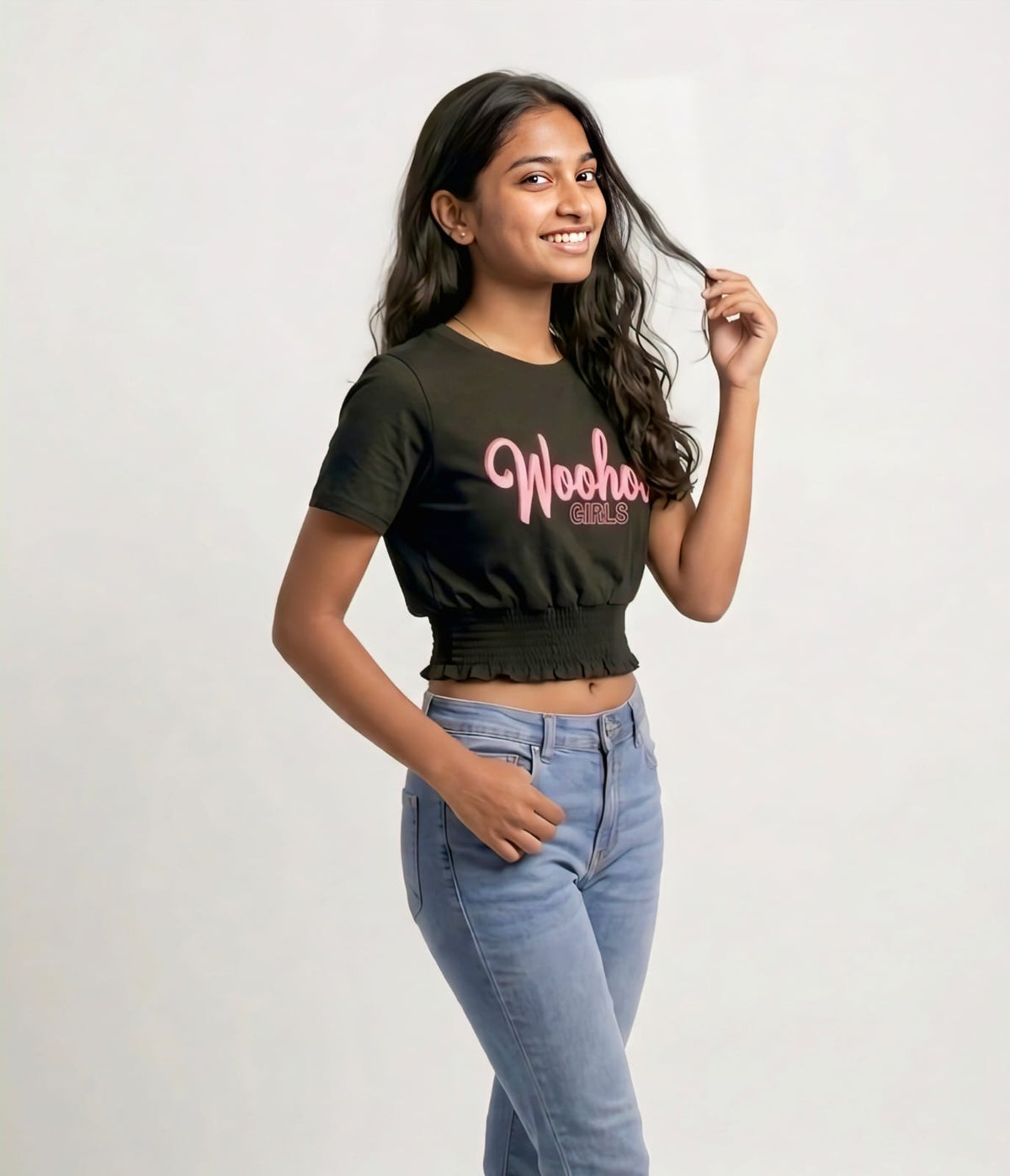 Casual Girly Graphic Peplum Tee