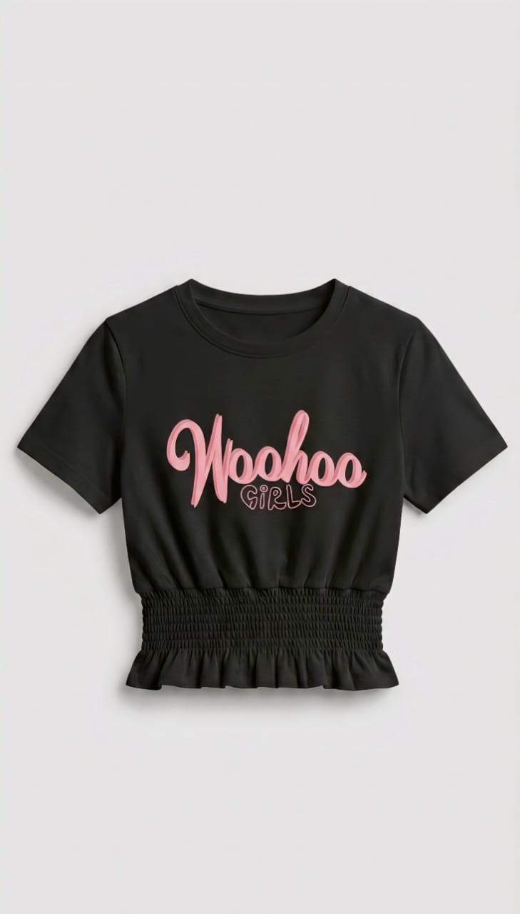 Casual Girly Graphic Peplum Tee