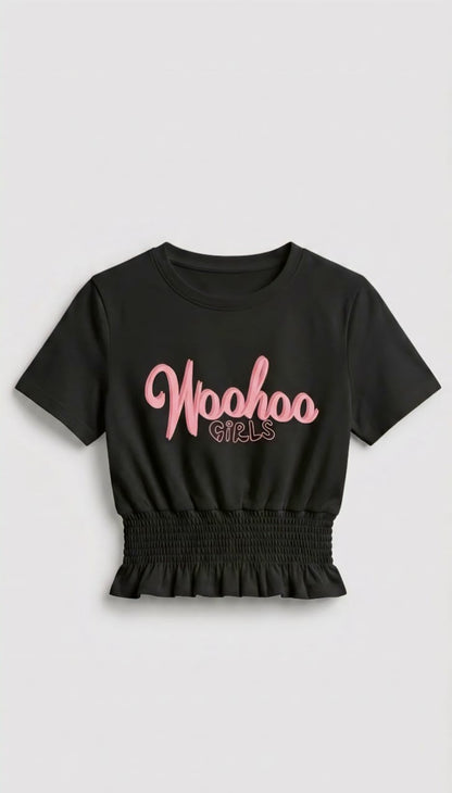 Casual Girly Graphic Peplum Tee
